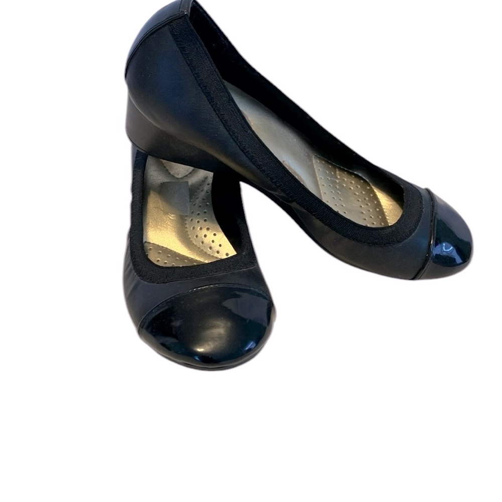 Dexflex Elegant Black Women's cap toe Wedge comfort Shoes size 5 M
